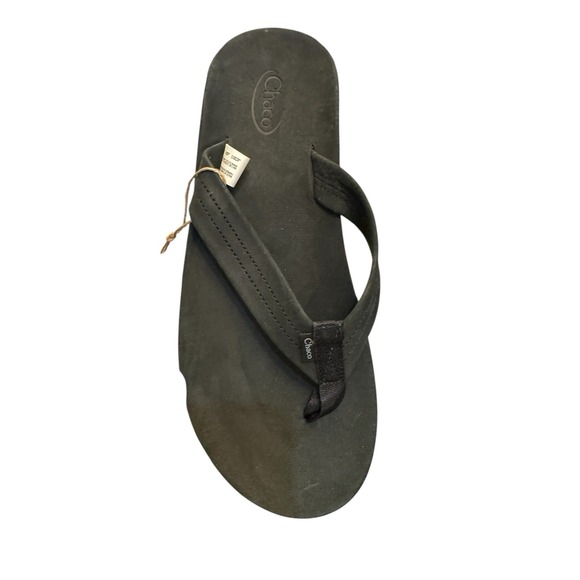 Chaco Men's Classic Leather Flip Thong Sandals Black Noir‎ Size 10 New Gorpcore
